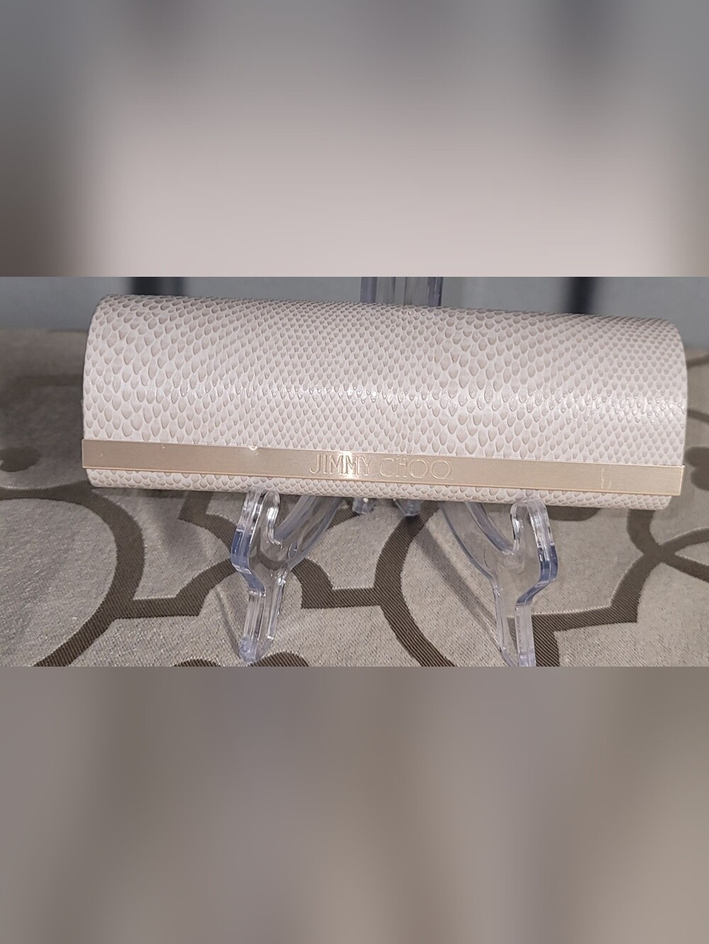 Jimmy Choo Cream Textured Eyewear Case. Minimal Wear.